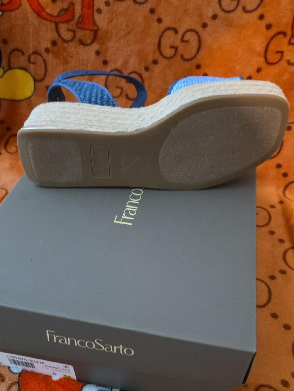 Franco Sarto Light Blue Woven Wedge Sandals - Picture 3 of 4